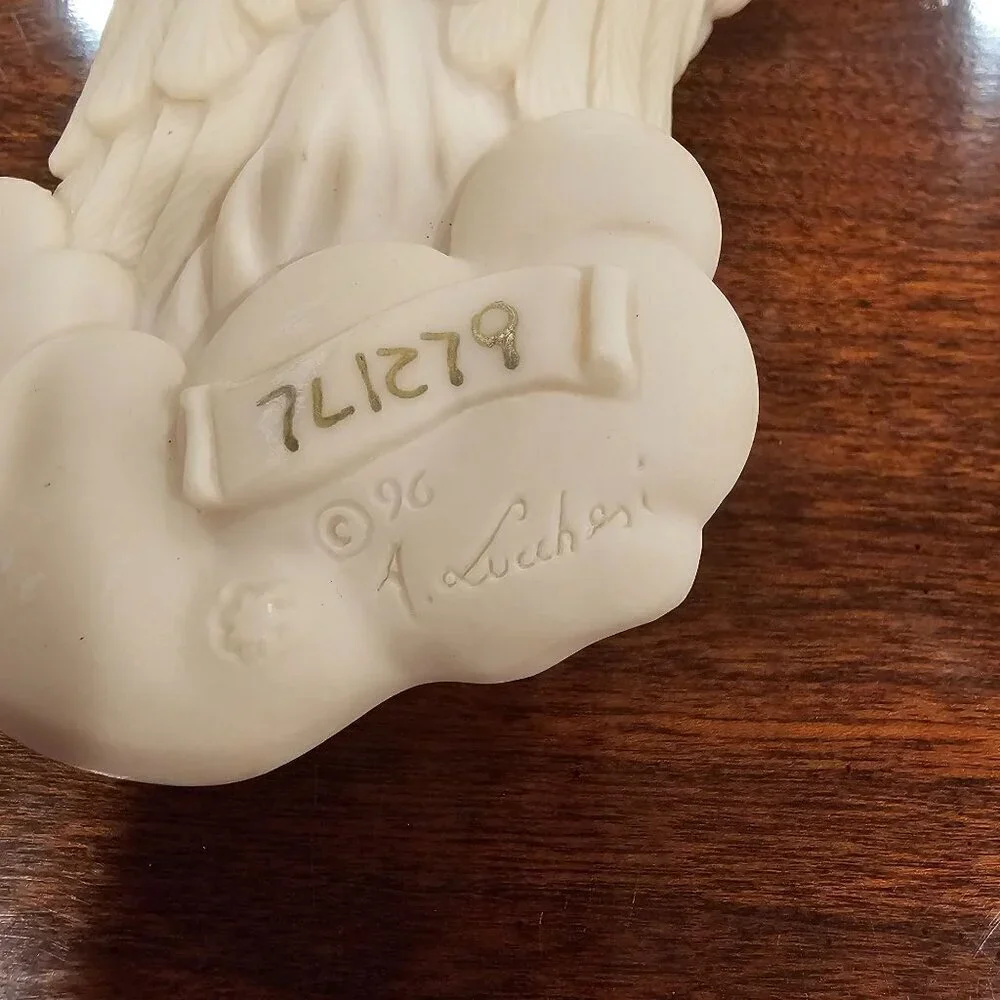 Vintage 1996 A. Luchesi Angel & Lamb Christmas Ornament Handcrafted Resin 5